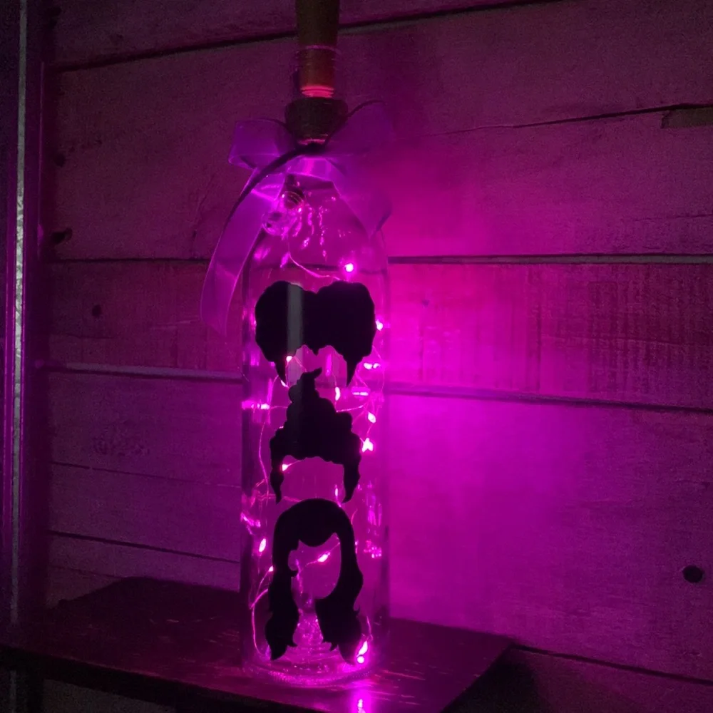 Hand Crafted- ‘Hocus Pocus’ Sanderson Sisters wine bottle lantern
